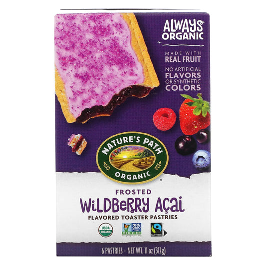 Nature's Path, Organic Toaster Pastries, Frosted Wildberry Acai, 6 Pastries, 52 g Each - Image 1