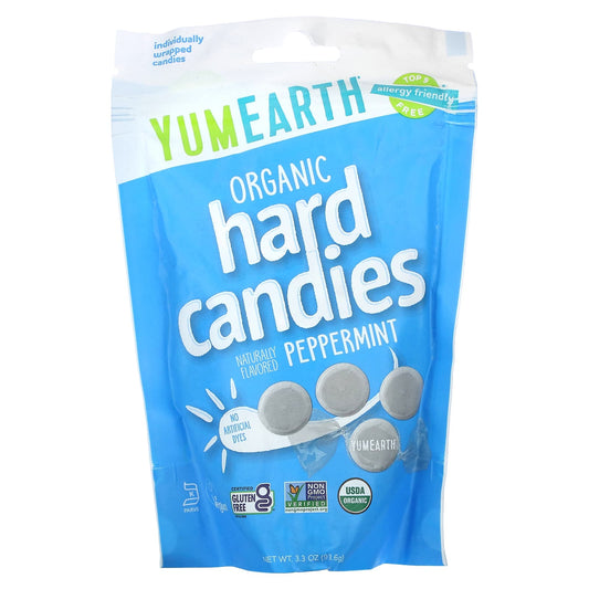 YumEarth, Organic Hard Candies, Peppermint, 3.3 oz (93.6 g) - Image 1