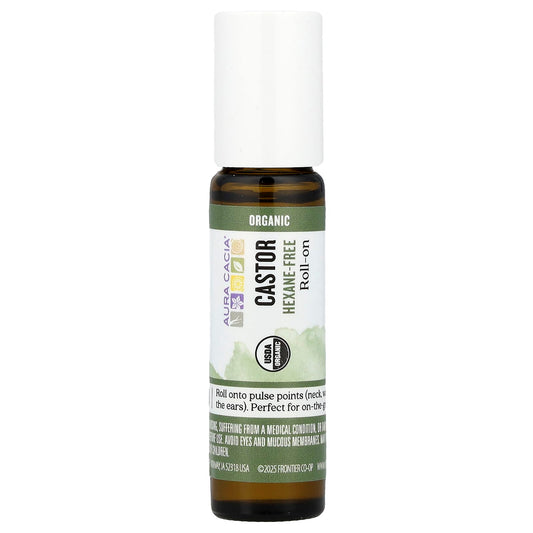 Aura Cacia Organic Castor Oil Roll-On, 0.31 fl oz, Hexane-Free - Image 1