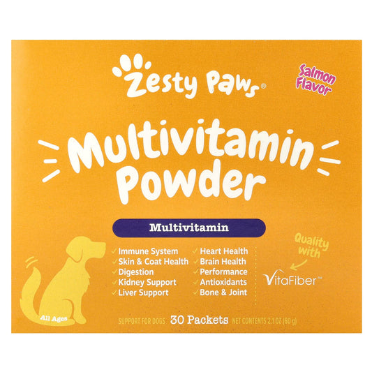 Zesty Paws, Multivitamin Powder, For Dogs, All Ages, Salmon, 30 Packets, 2.1 oz (60 g) - Image 1