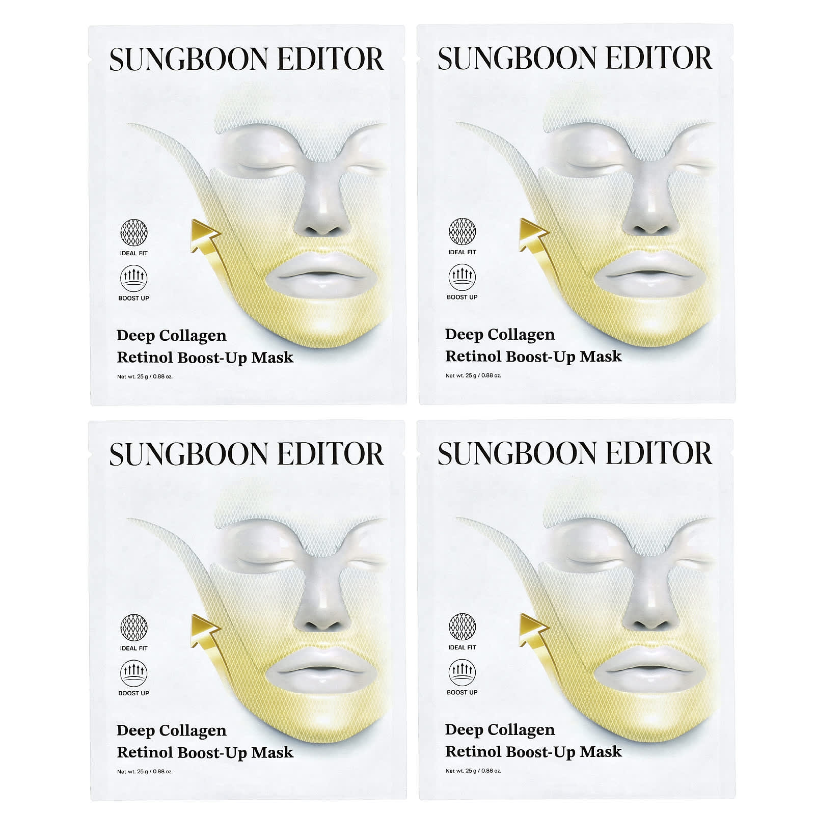 Sungboon Editor, Deep Collagen Retinol Boost-Up Beauty Mask , 4 Sheets, 0.88 oz (25 g) Each - Image 1
