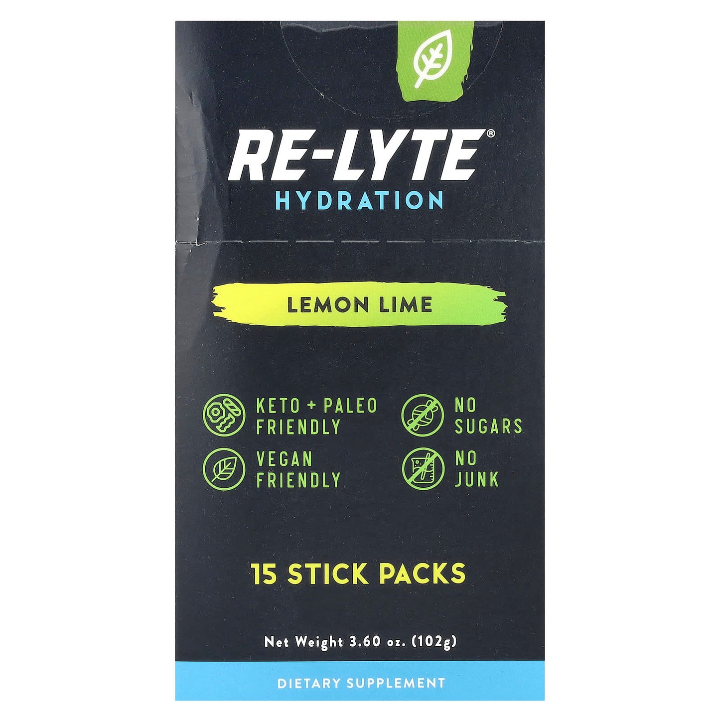 Redmond Trading Company, Re-Lyte® Hydration, Lemon Lime , 15 Stick Packs, 0.24 oz (6.8 g) Each - Image 1