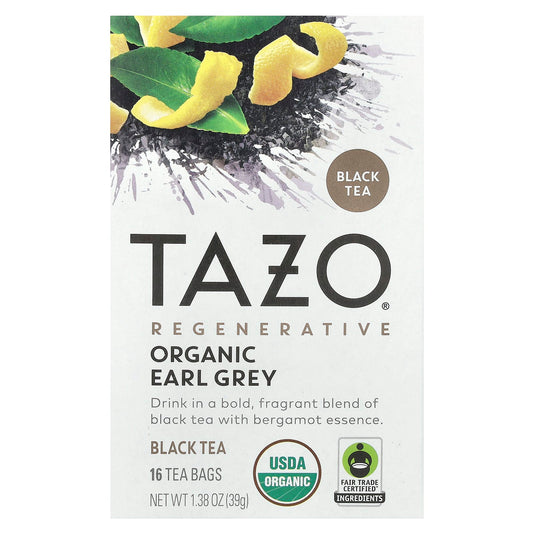 TAZO, Regenerative, Black Tea, Organic Earl Grey, 16 Tea Bags, 1.38 oz (39 oz) - Image 1