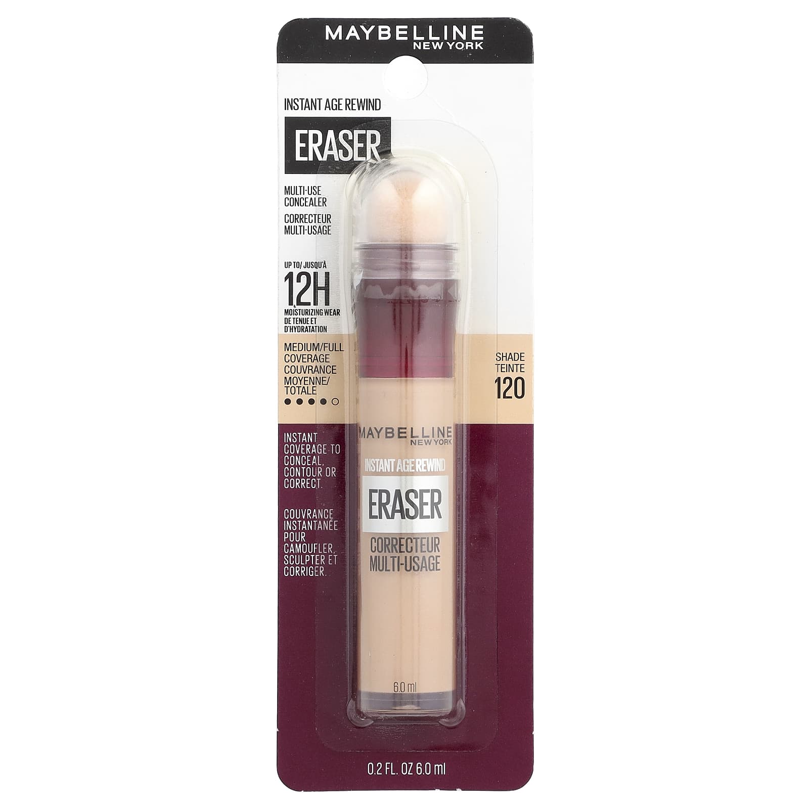 Maybelline, Instant Age Rewind, Eraser, Multi-Use Concealer, 120 Light, 0.2 fl oz (6 ml) - Image 2