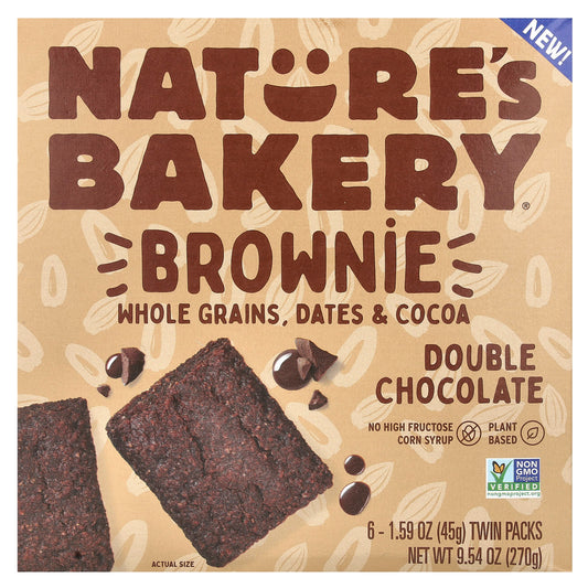 Nature's Bakery, Brownie, Double Chocolate, 6 Twin Packs, 1.59 oz (45 g) Each - Image 1