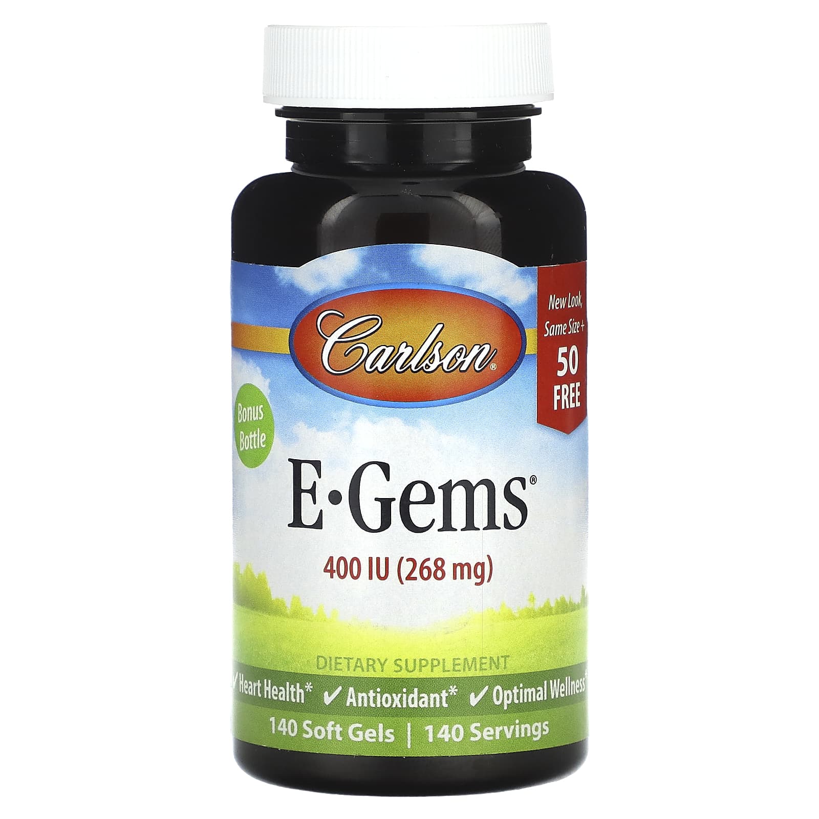 Carlson, E-Gems Vitamin E Soft Gels for Heart Health, 140 Count - Image 1