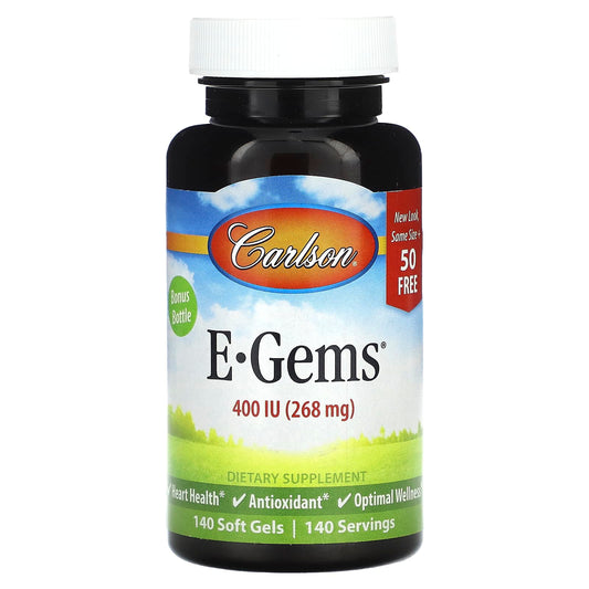 Carlson, E-Gems Vitamin E Soft Gels for Heart Health, 140 Count - Image 1