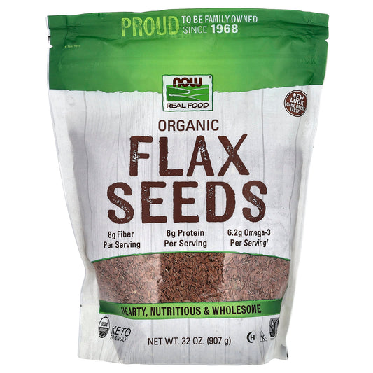 NOW Foods, Real Food, Organic Flax Seeds, 32 oz (907 g) - Image 1