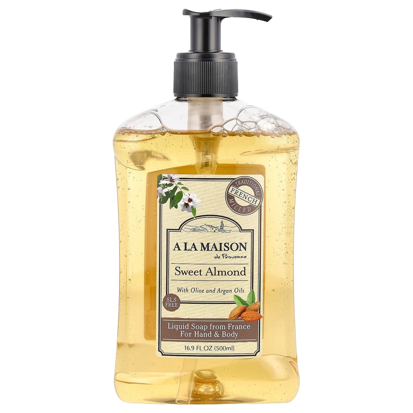 French Liquid Soap for Hand & Body - Sweet Almond, 16.9 fl oz - Image 1