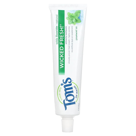 Tom's of Maine, Wicked Fresh!, Natural Anticavity Toothpaste with Fluoride, Spearmint Ice, 4.7 oz (133 g) - Image 1