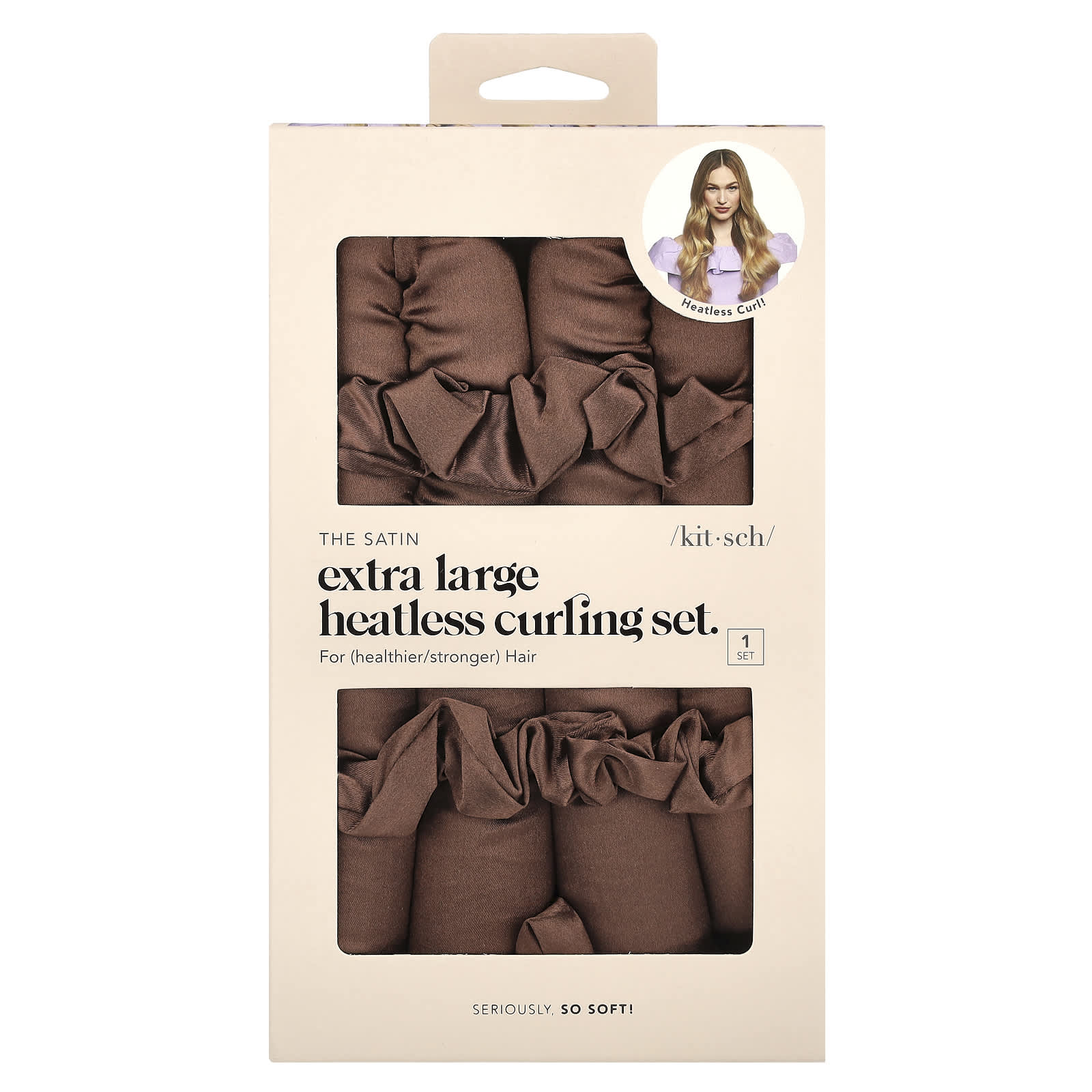 Kitsch, The Satin Heatless Curling Set, Extra Large, Chocolate, 1 Set - Image 1