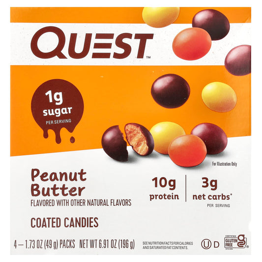 Quest Nutrition, Coated Candies, Peanut Butter, 4 Packs, 1.73 oz (49 g) Each - Image 1
