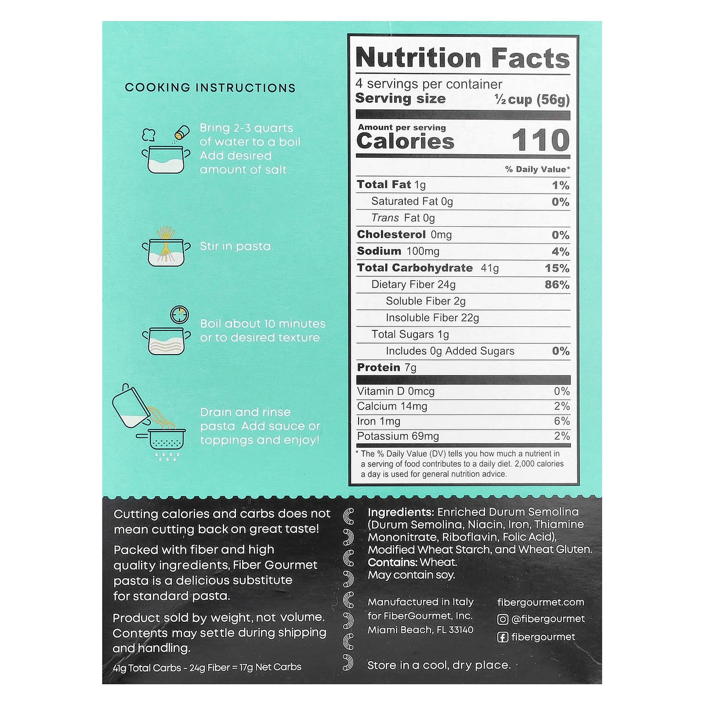Low-Calorie, High-Fiber Pasta by Fiber Gourmet - 8 oz - Image 2