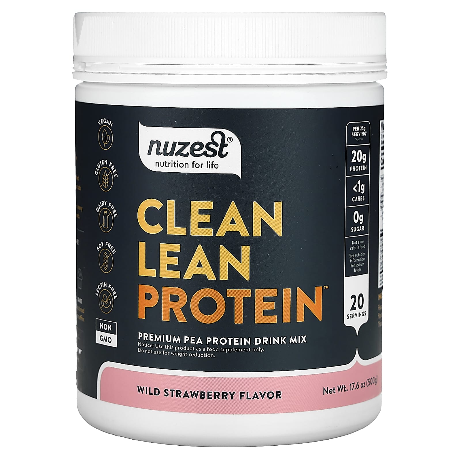 Nuzest, Clean Lean Protein, Wild Strawberry, 17.6 oz (500 g) - Image 1