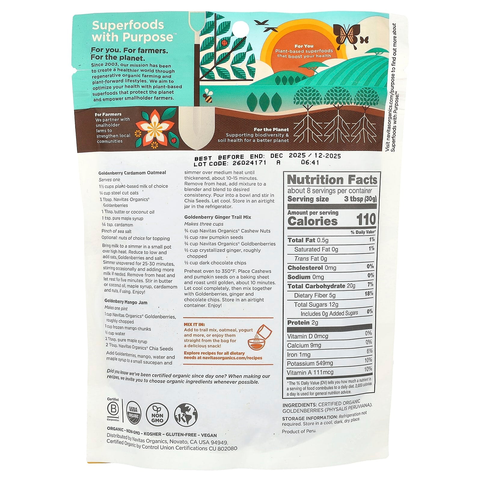Navitas Organics, Organic Golden Berries, 8 oz (227 g) - Image 2