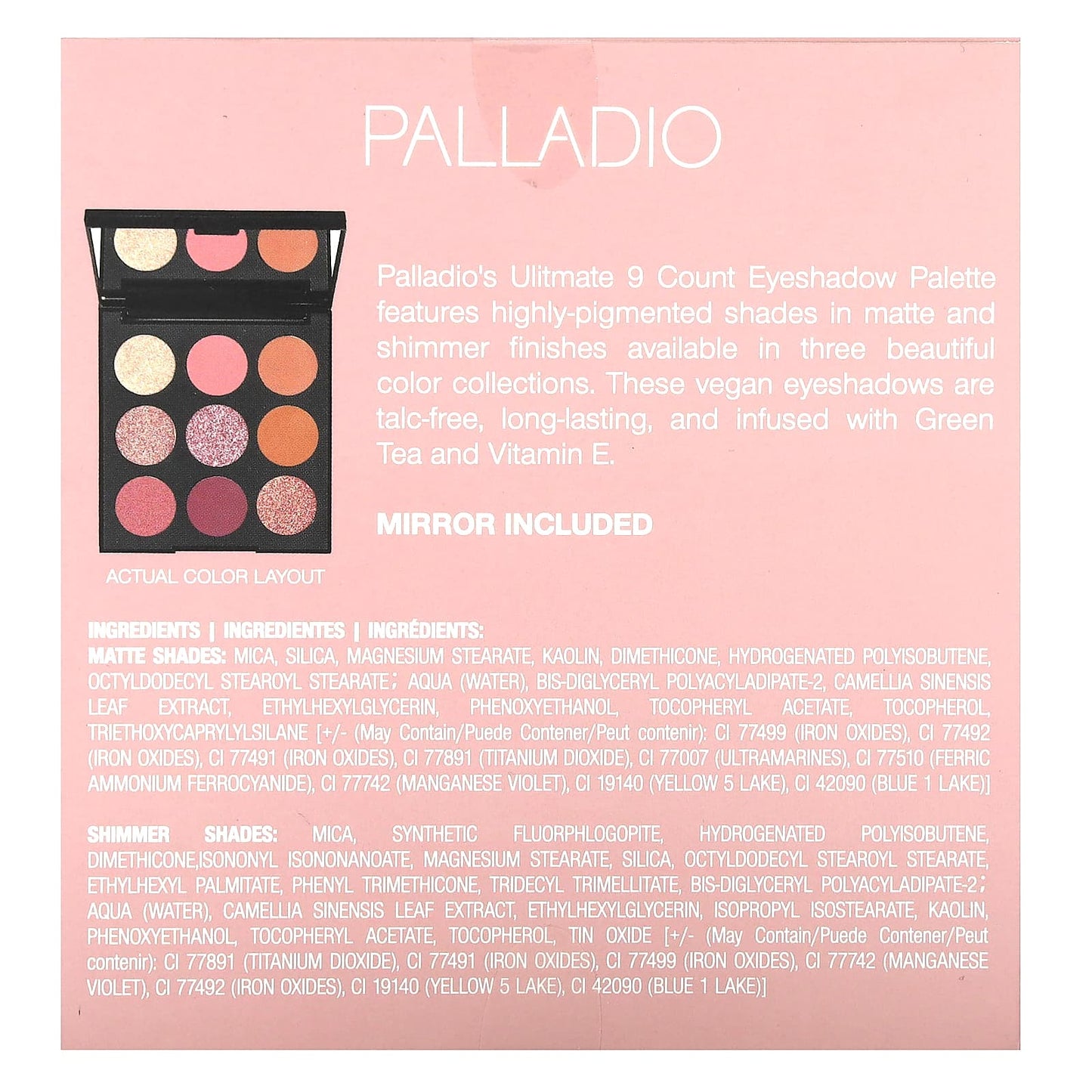 Palladio, Ultimate 9 Count Eyeshadow Palette, Rosey Nudes, 0.33 oz (9.6 g) - Image 2