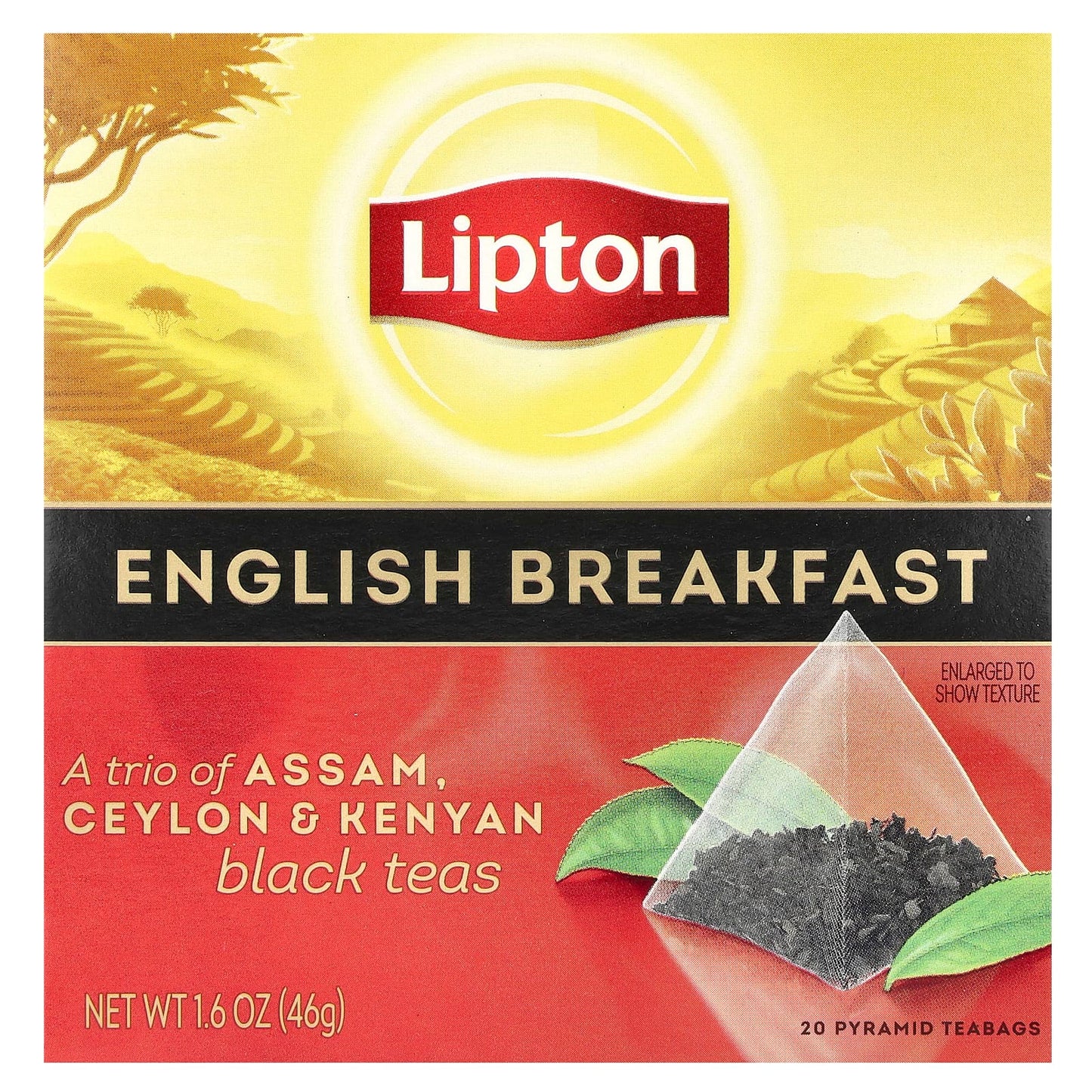 Lipton, English Breakfast Black Tea, 20 Pyramid Tea Bags, 1.6 oz (46 g) - Image 1