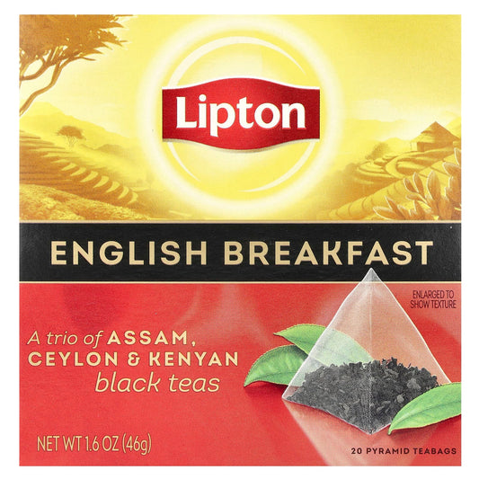 Lipton, English Breakfast Black Tea, 20 Pyramid Tea Bags, 1.6 oz (46 g) - Image 1