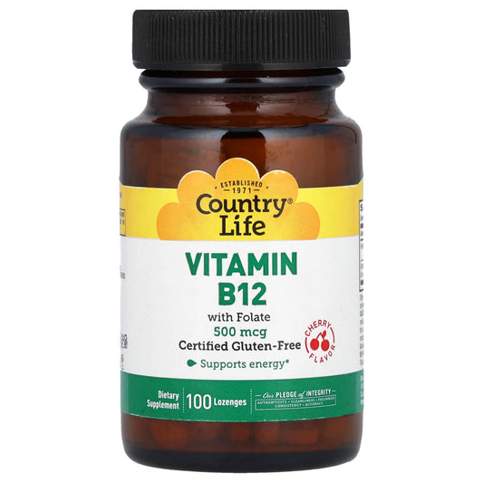 Country Life Vitamin B12 Lozenges with Folate for Energy, 100 Count - Image 1