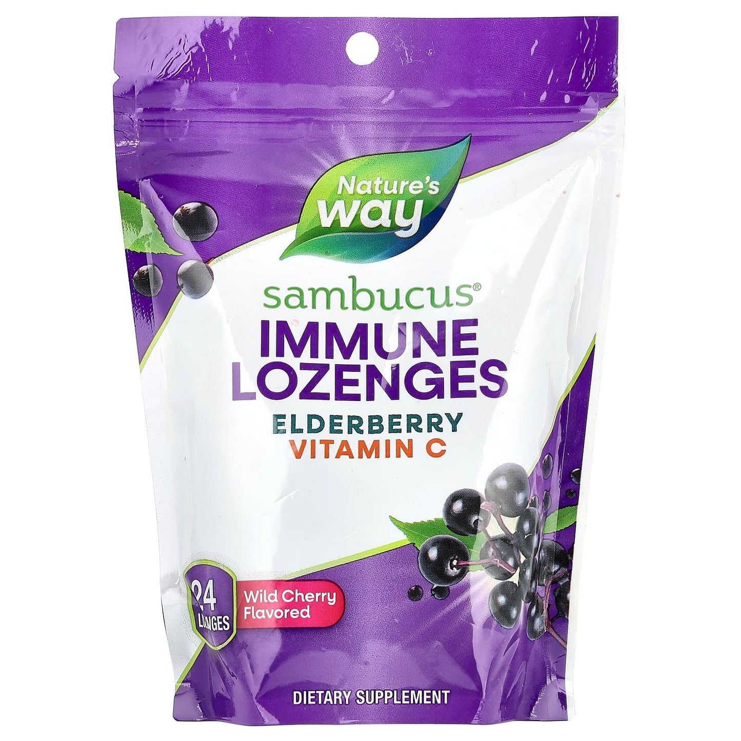 Nature's Way, Sambucus® Immune Lozenges, Elderberry, Vitamin C, Wild Cherry, 24 Lozenges - Image 1
