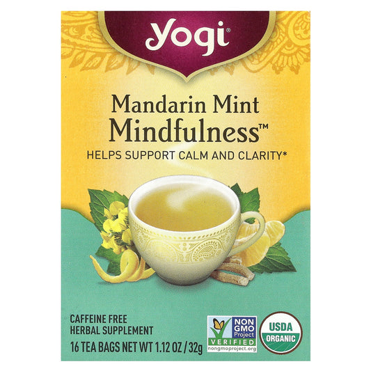 Yogi Tea, Mandarin Mint Mindfulness, Caffeine Free, 16 Tea Bags, 1.12 oz (32 g) - Image 1