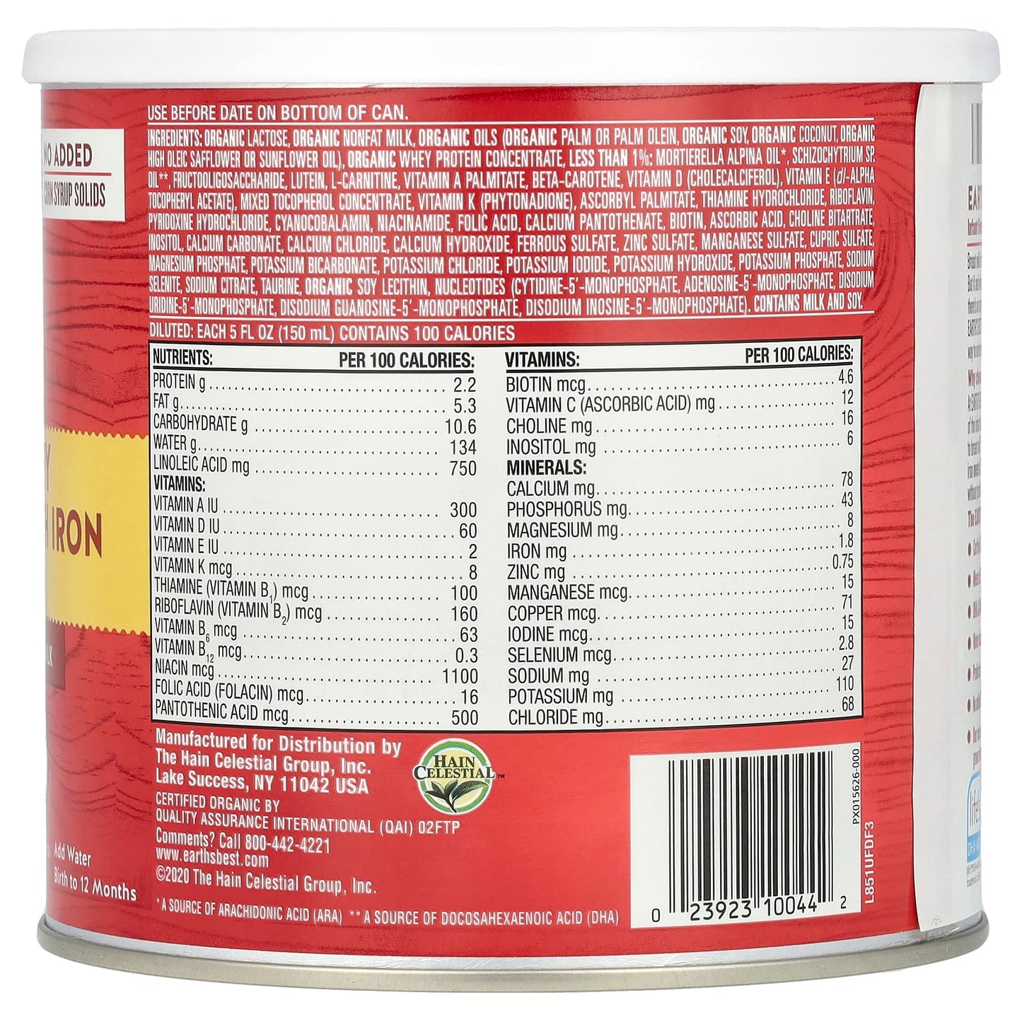 Earth's Best Organic Dairy Infant Formula with Iron, 595g, USDA Organic - Image 2