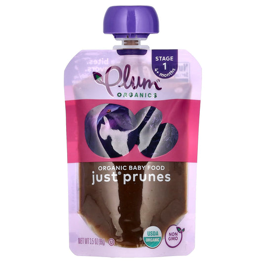 Plum Organics, Organic Baby Food, 4 Months+, Just Prunes, 3.5 oz (99 g) - Image 1