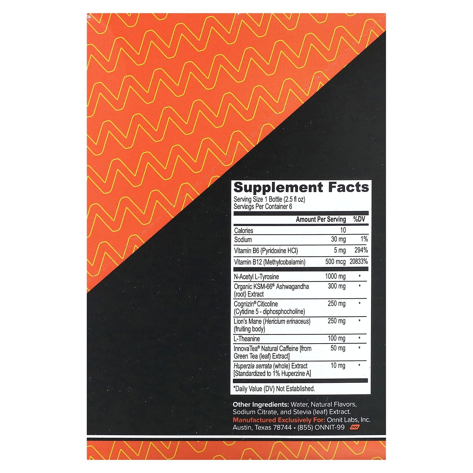 Onnit, Alpha Brain Focus Shot, Peach, 6 Bottles, 2.5 fl oz (75 ml) Each - Image 2
