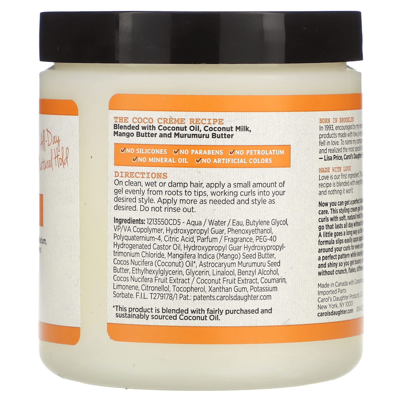 Carol's Daughter Coco Creme Intense Moisture Curl Shaping Cream Gel 16oz - Image 2
