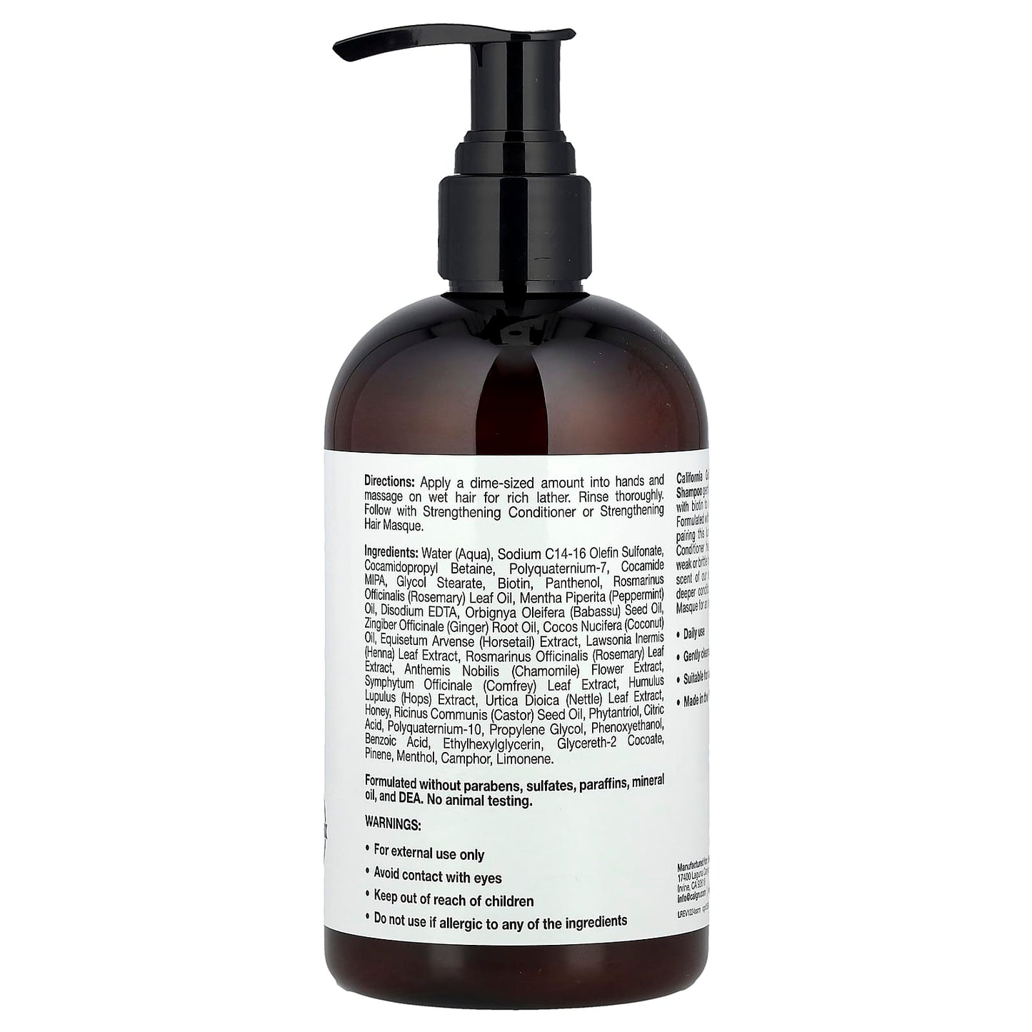 California Gold Nutrition Strengthening Shampoo with Biotin & Rosemary Mint - Image 2