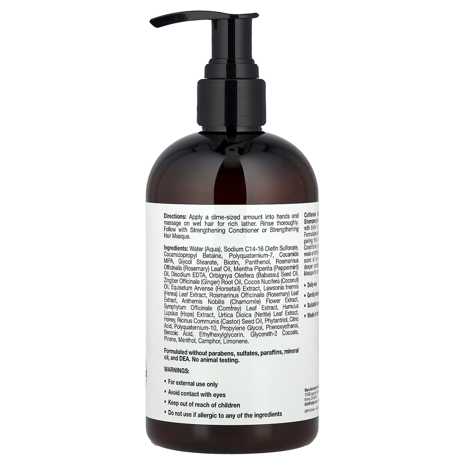 California Gold Nutrition Strengthening Shampoo with Biotin & Rosemary Mint - Image 2