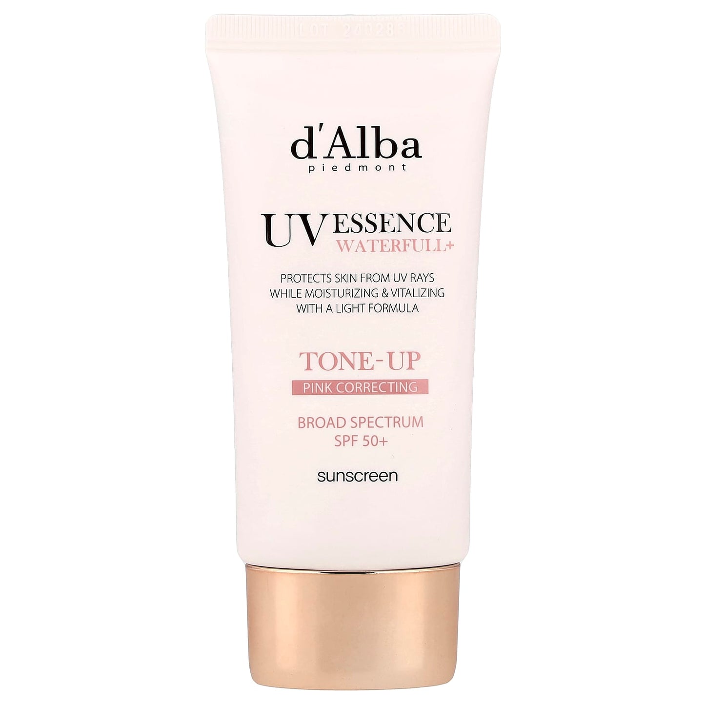 d'Alba UV Essence Waterfull+ Sunscreen with Tone-Up Pink Correcting, SPF 50+, 1.69 fl oz - Image 1