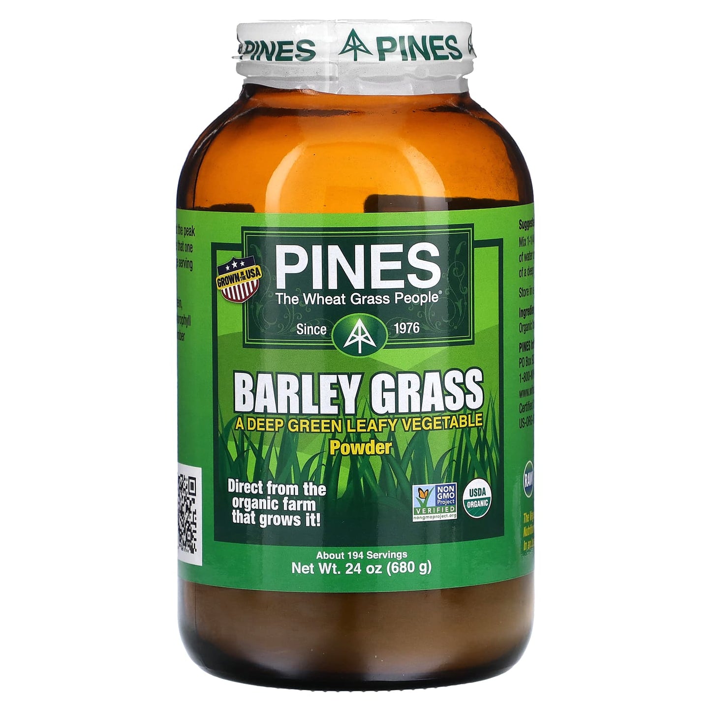 Pines International, Barley Grass, Powder, 24 oz (680 g) - Image 1