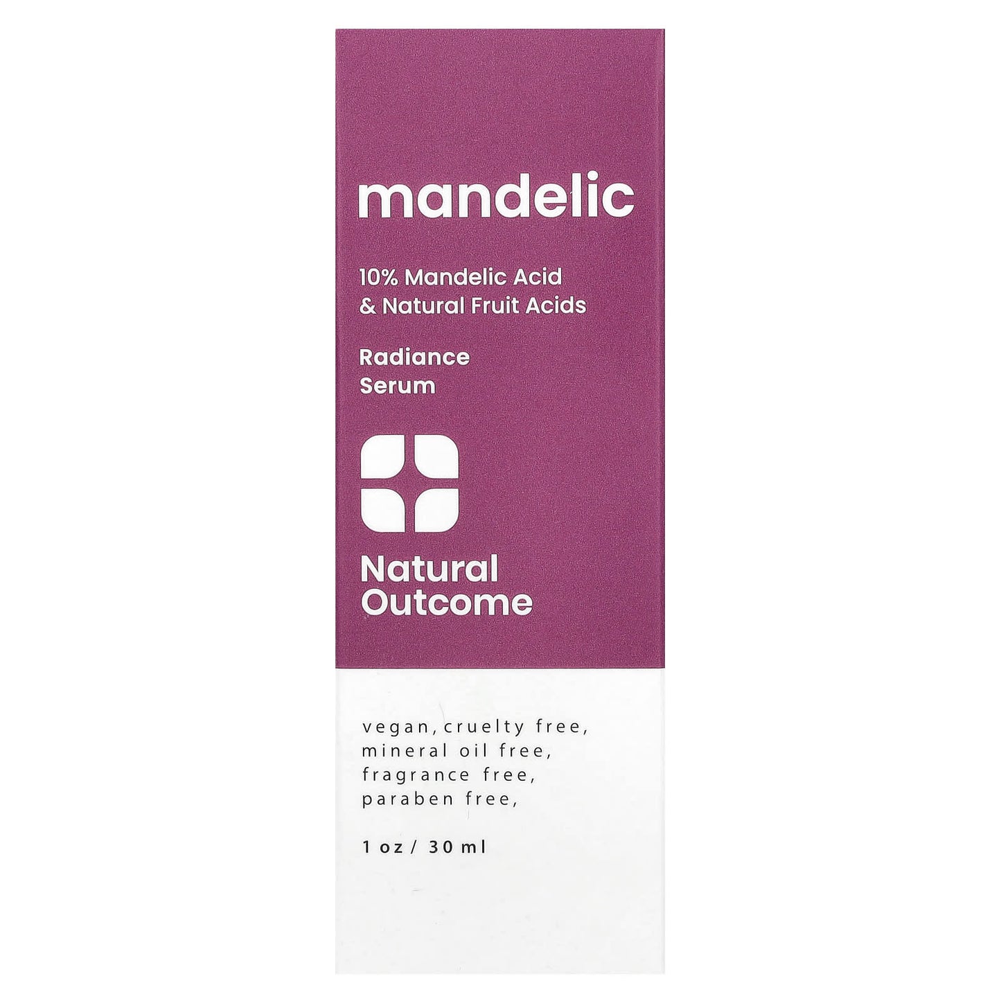 Natural Outcome, Mandelic, Radiance Serum, Fragrance Free, 1 oz (30 ml) - Image 2