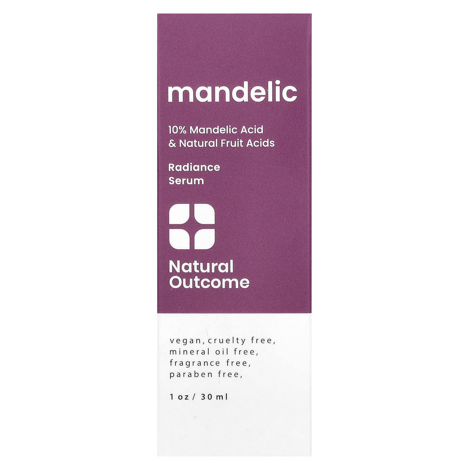 Natural Outcome, Mandelic, Radiance Serum, Fragrance Free, 1 oz (30 ml) - Image 2