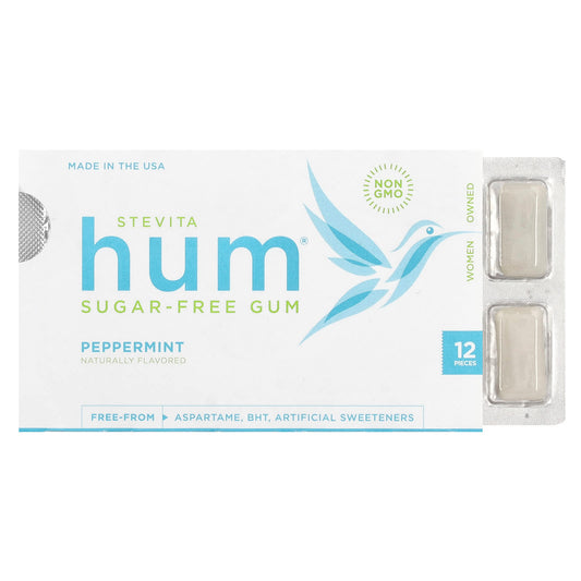 Stevita, Hum®, Sugar-Free Gum, Peppermint, 12 Pieces - Image 1