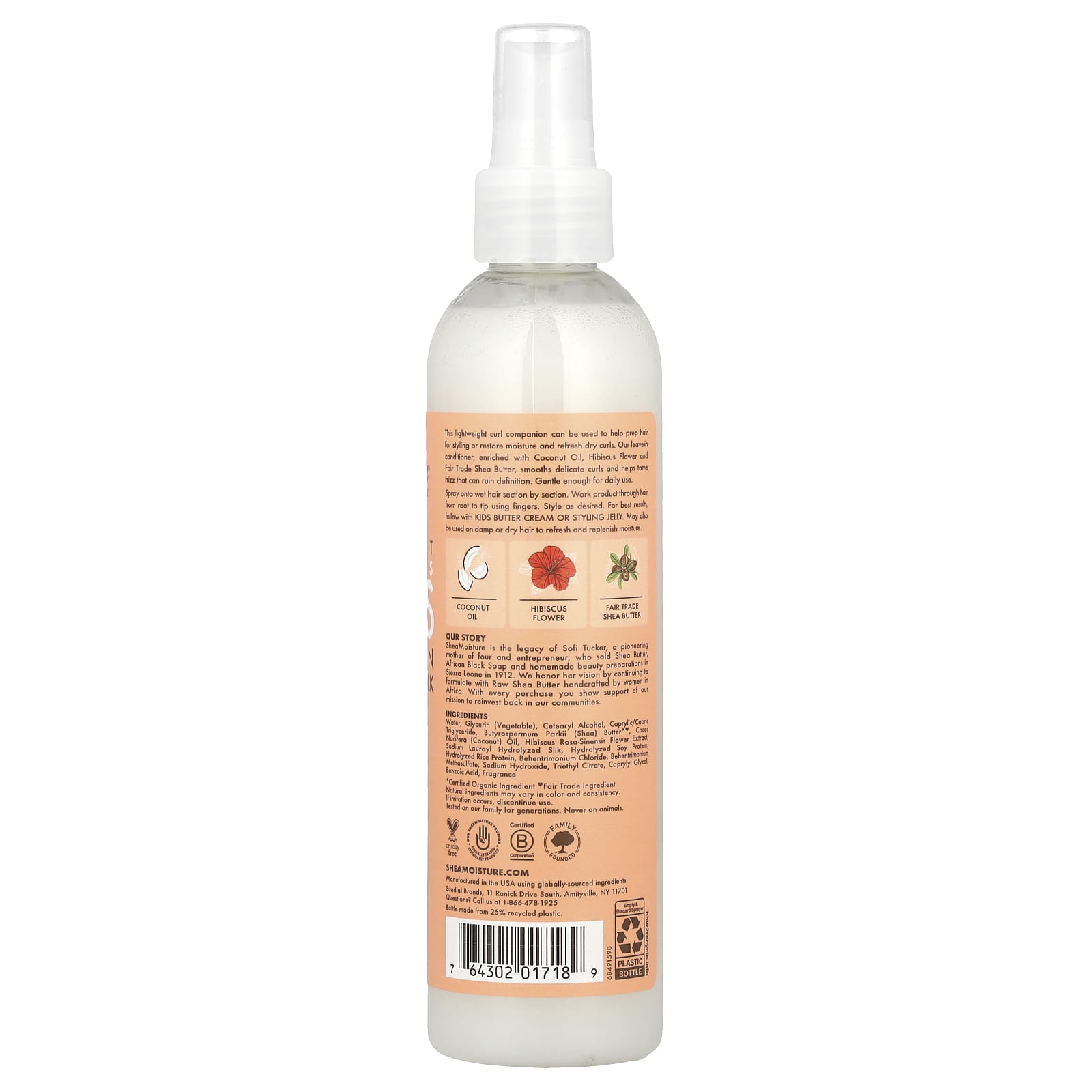 SheaMoisture, Kids, Leave-In Conditioning Milk with Shea Butter, Thick, Curly Hair, Coconut & Hibiscus, 8 fl oz (237 ml) - Image 2