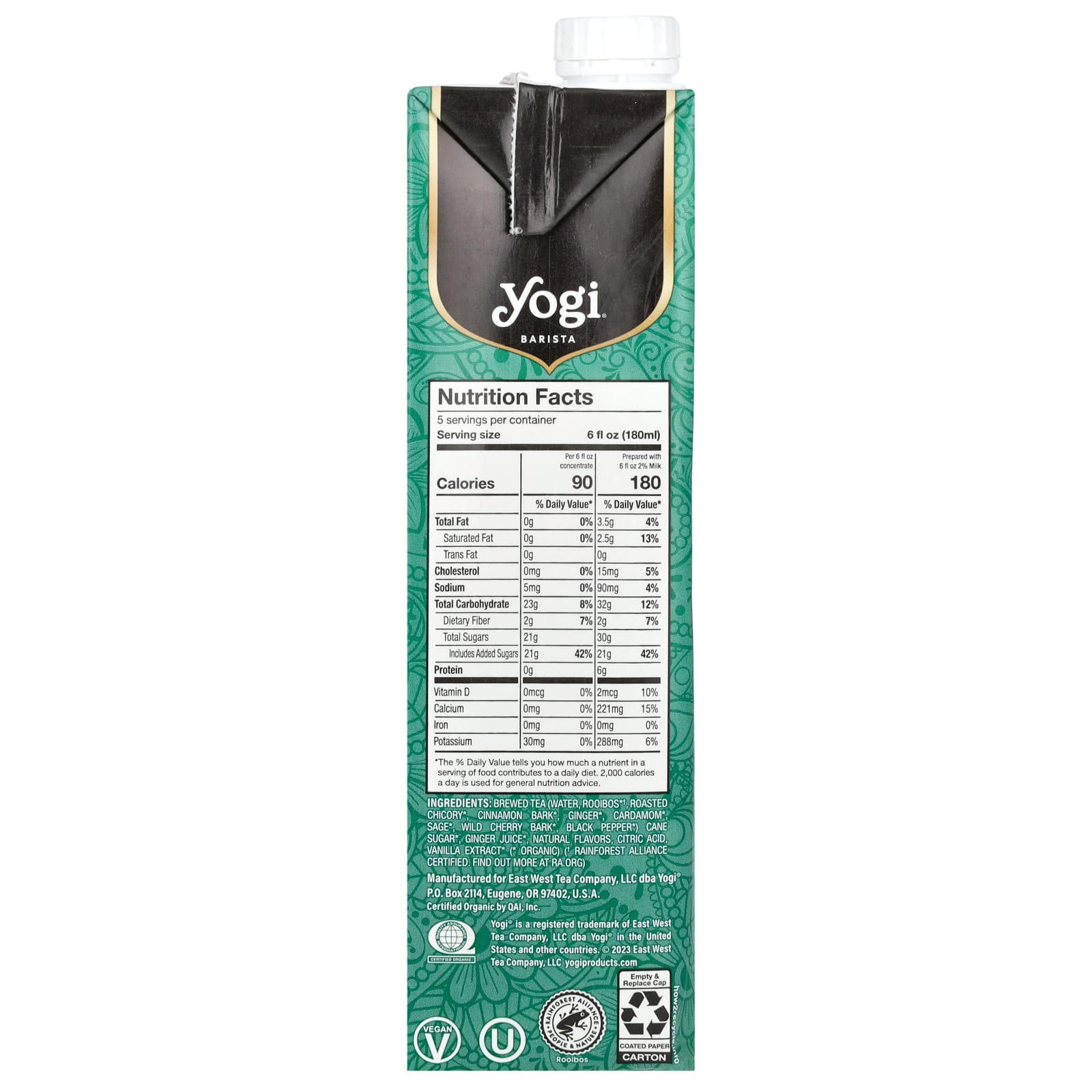 Yogi Tea, Barista, Organic Chai Latte, Rooibos Tea Concentrate, Caffeine Free, 32 fl oz (946 ml) - Image 2