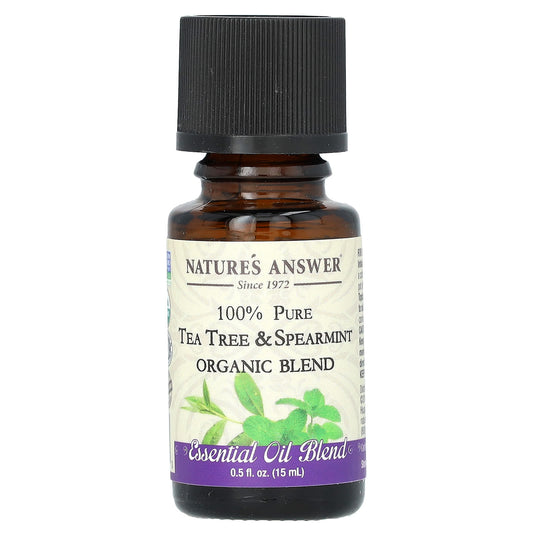 Nature's Answer, 100% Pure Organic Essential Oil Blend, Tea Tree & Spearmint, 0.5 fl oz (15 ml) - Image 1