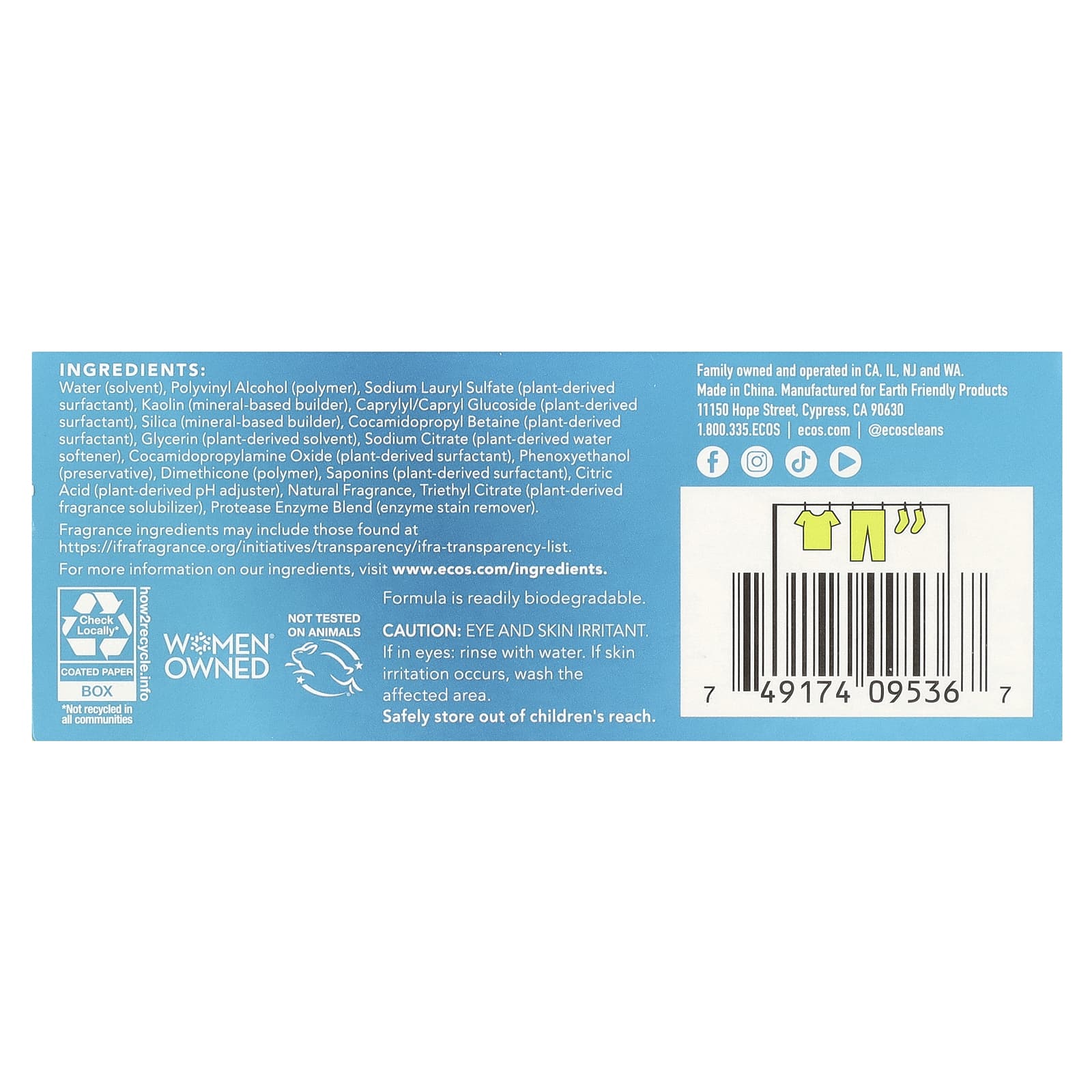 Earth Friendly ECOS Laundry Detergent Sheets - Plant Powered, Cruelty-Free - Image 2