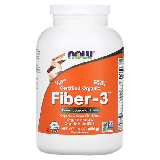 NOW Foods, Certified Organic, Fiber-3, Powder, 16 oz (454 g) - Image 1