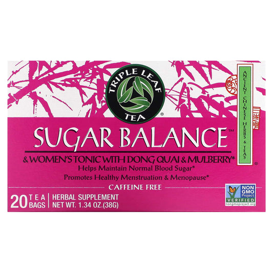 Triple Leaf Tea, Sugar Balance, & Women's Tonic with Dong Quai & Mulberry, Caffeine-Free, 20 Tea Bags, 1.34 oz (38 g) - Image 1