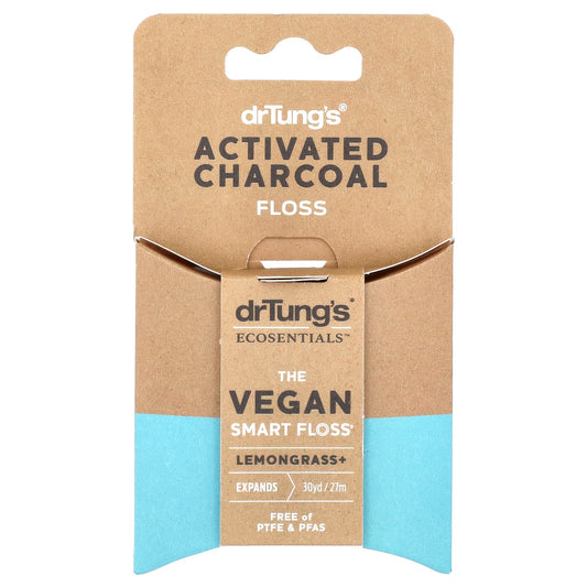 Dr. Tung's Activated Charcoal Floss, Vegan & Gluten-Free, 30yds - Image 1