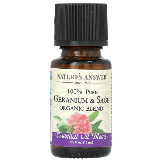 Nature's Answer, 100% Pure Organic Essential Oil Blend, Geranium & Sage, 0.5 fl oz (15 ml) - Image 1