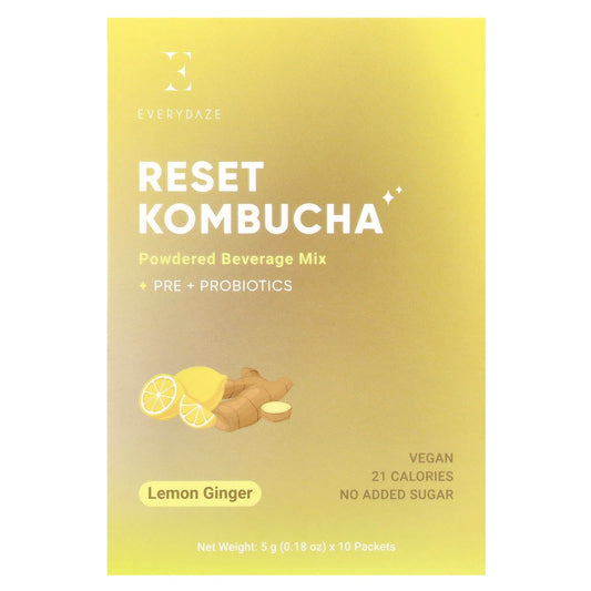 Everydaze Reset Kombucha Powdered Beverage Mix, Lemon Ginger, 10 Packets - Image 1