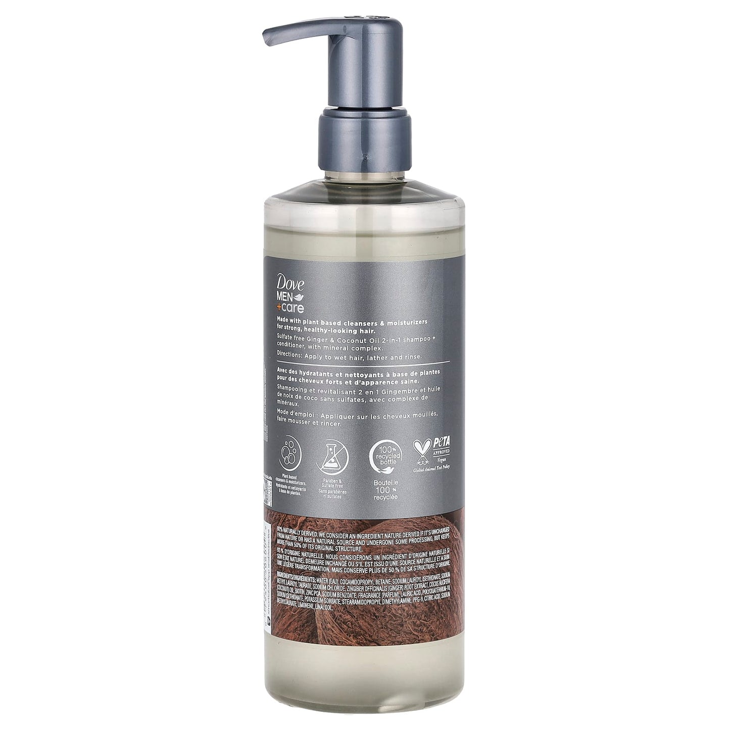 Dove Men+Care 2-in-1 Shampoo + Conditioner with Ginger & Coconut Oil - Image 2