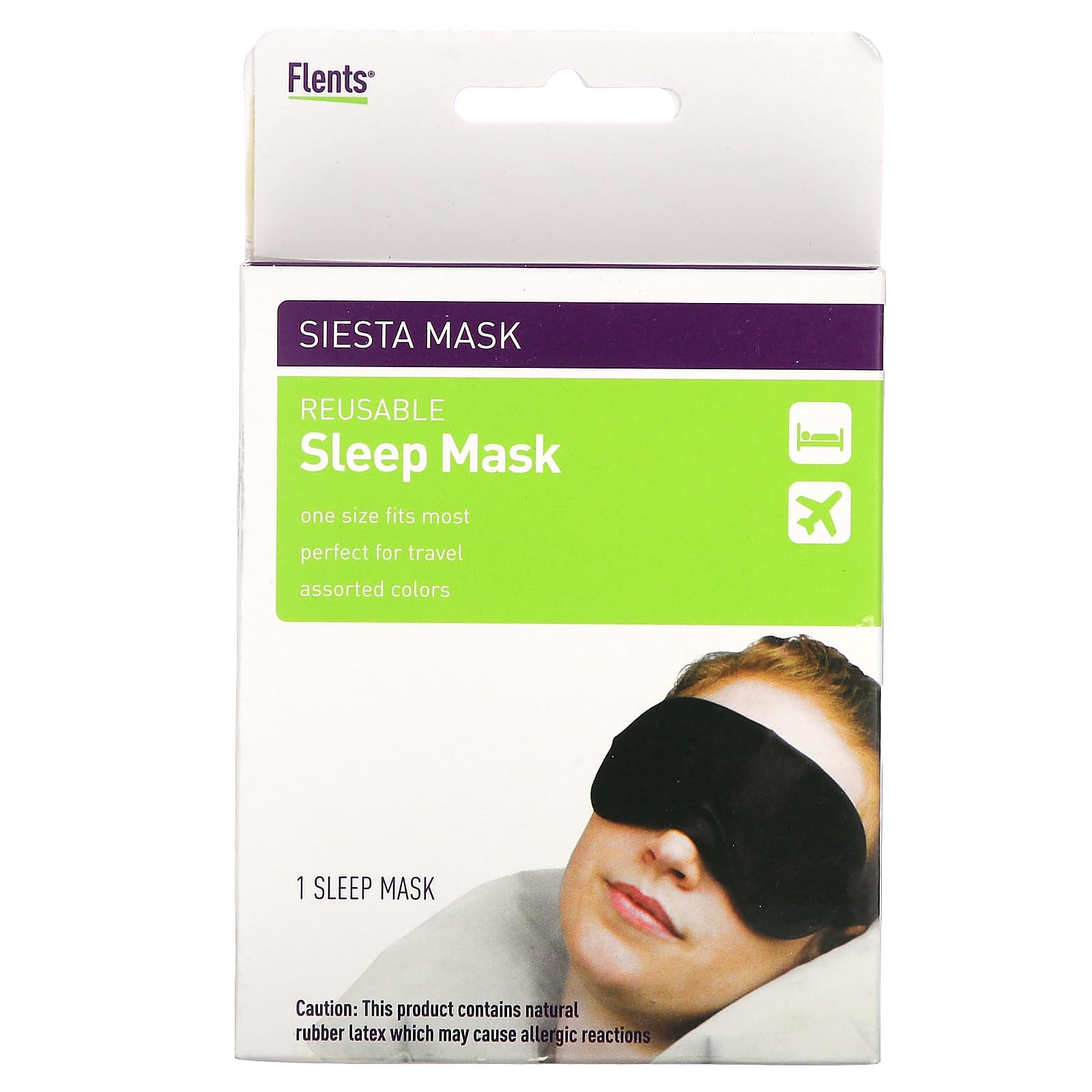 Flents Reusable Sleep Mask for Travelers, Adjustable and Comfortable - Image 1