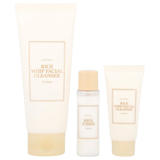 Rice Whitening Facial Cleanser Set by I'm From - 3 Piece Set - Image 1