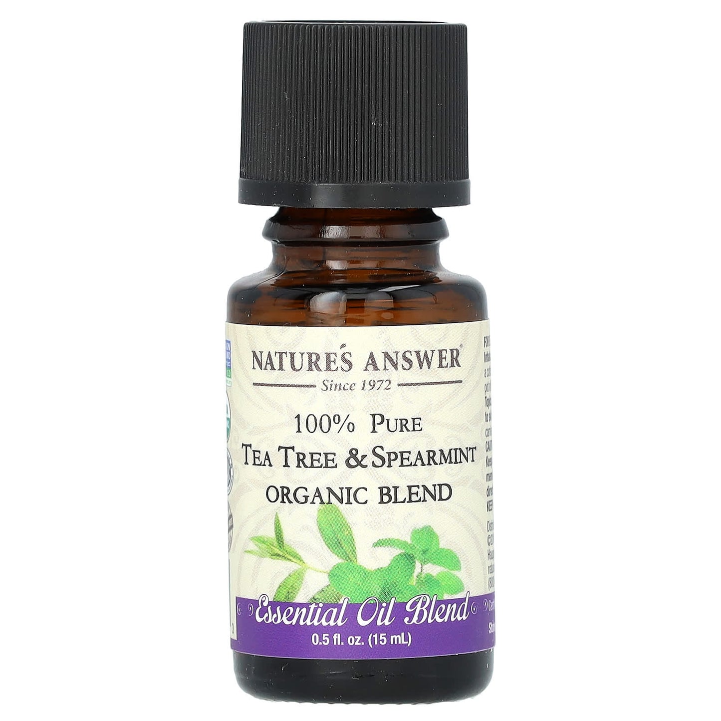 Nature's Answer, 100% Pure Organic Essential Oil Blend, Tea Tree & Spearmint, 0.5 fl oz (15 ml) - Image 1