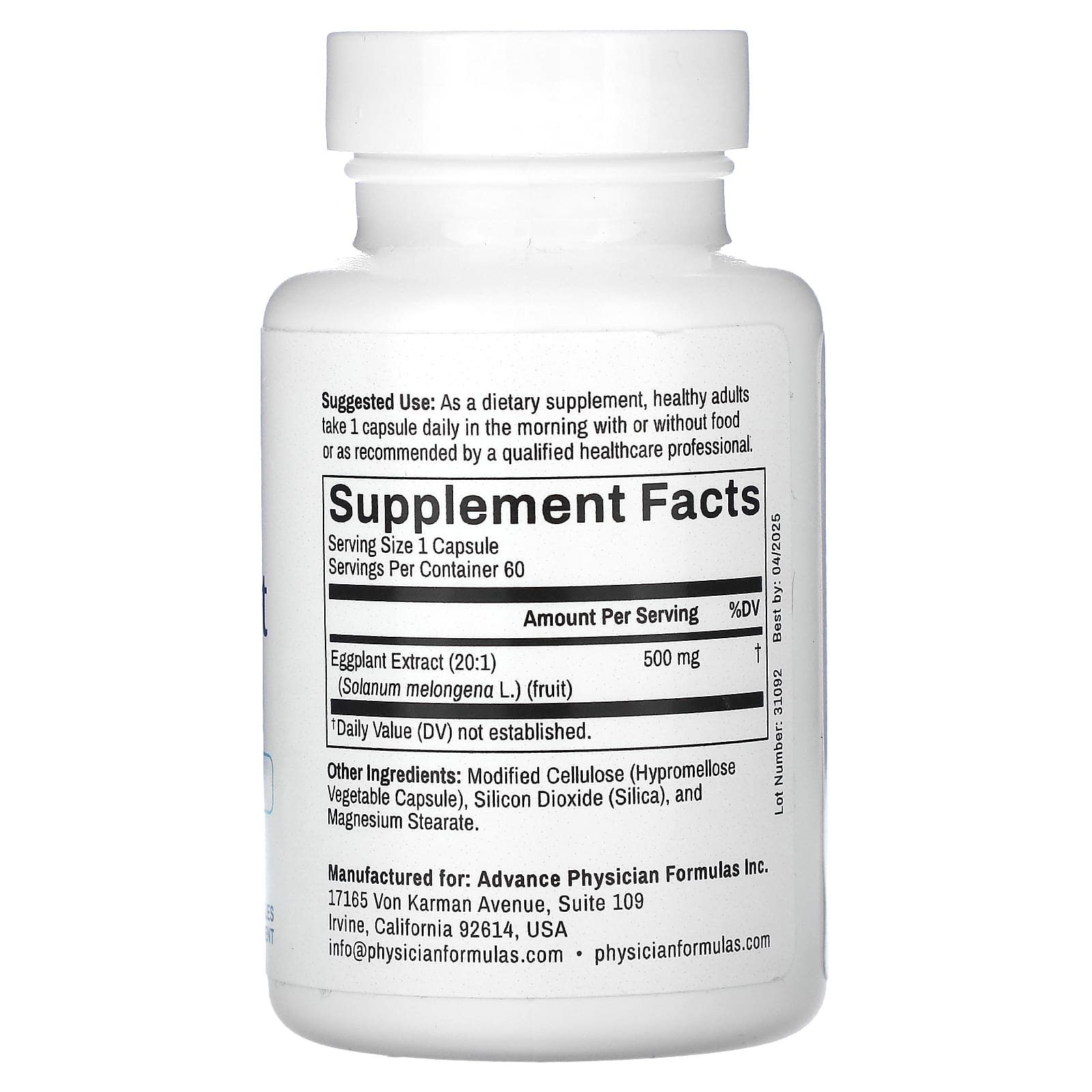 Eggplant Extract Supplement - 500mg Capsules by Advance Physician Formulas - Image 2